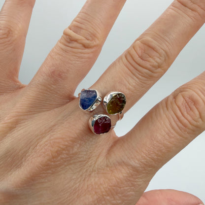 Anello Tanzanite e Tormalina Policroma - Argento 925
