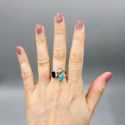 Anello Pirite, Turchese, Tormalina - Argento 925