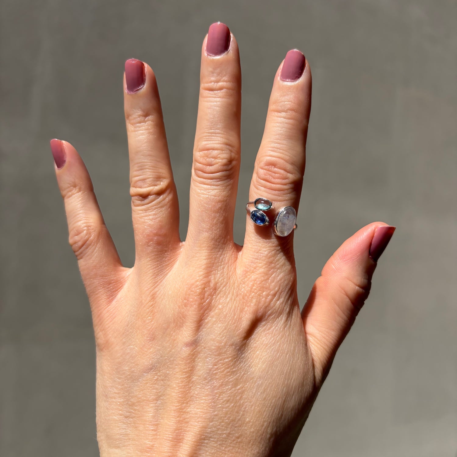Anello Acquamarina, Cianite, Labradorite - Argento 925