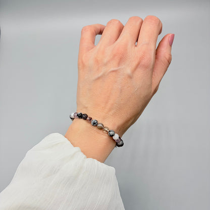 Bracciale Amuleto Specchio | Super Seven, Occhio di Shiva, Ossidiana Fiocco di Neve - LIMITED EDITION