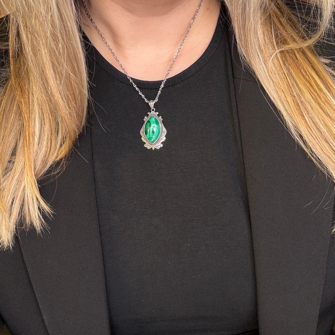 Ciondolo Malachite Vintage - Argento 925