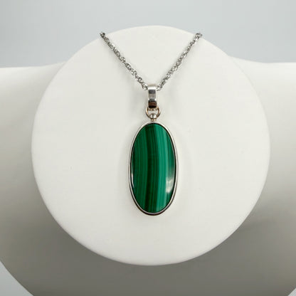 Ciondolo Malachite Ovale - Argento 925