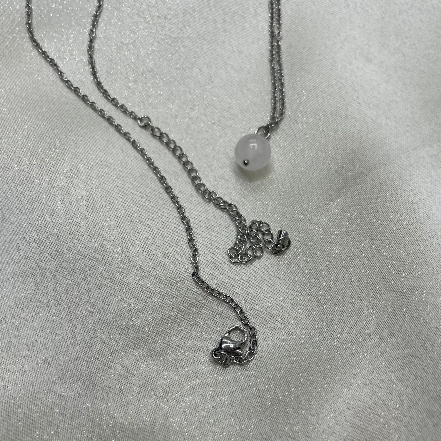 Collana lunga Quarzo Rosa - acciaio