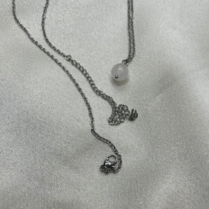 Collana lunga Quarzo Rosa - acciaio