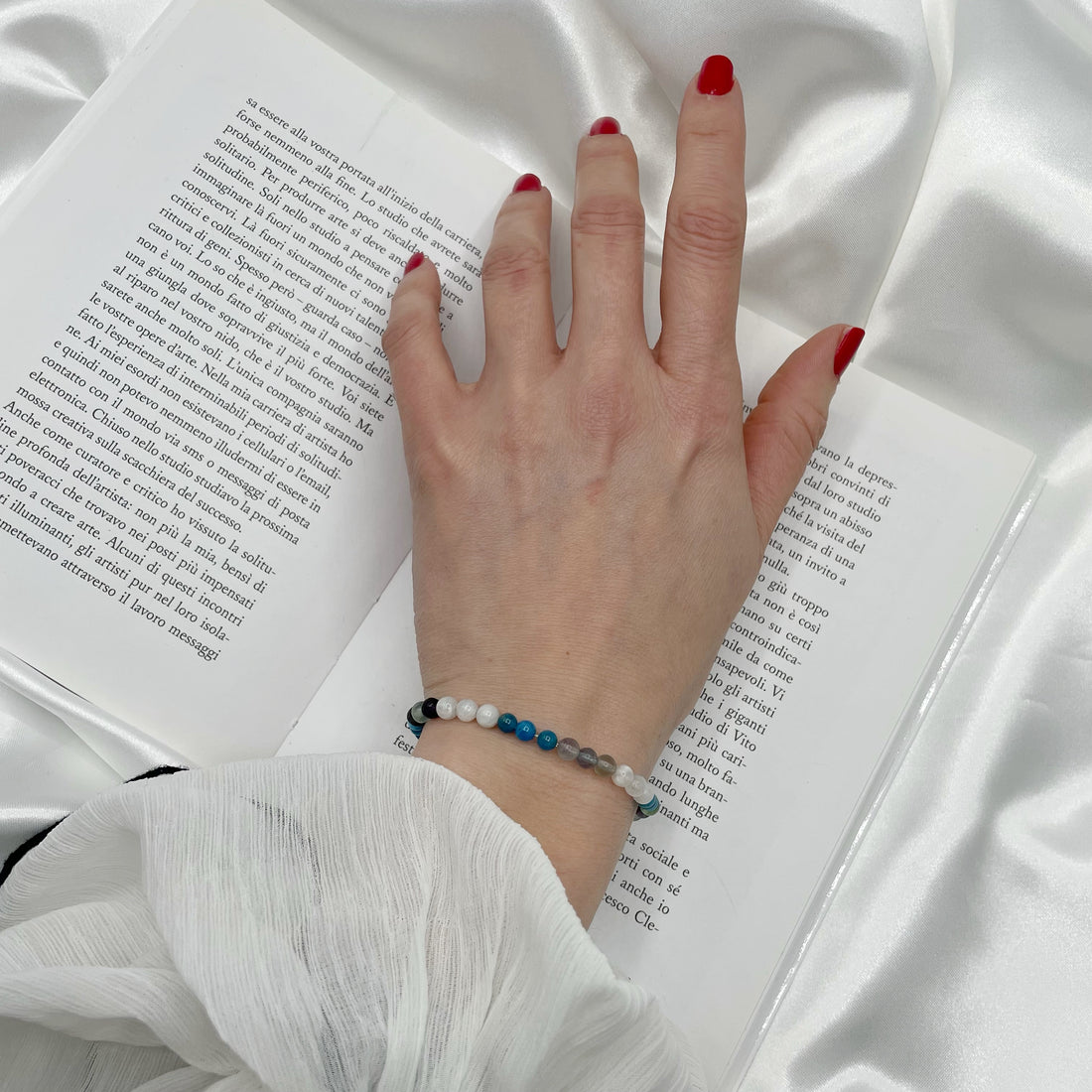 Bracciale Gemelli - Apatite, Fluorite, Labradorite Bianca