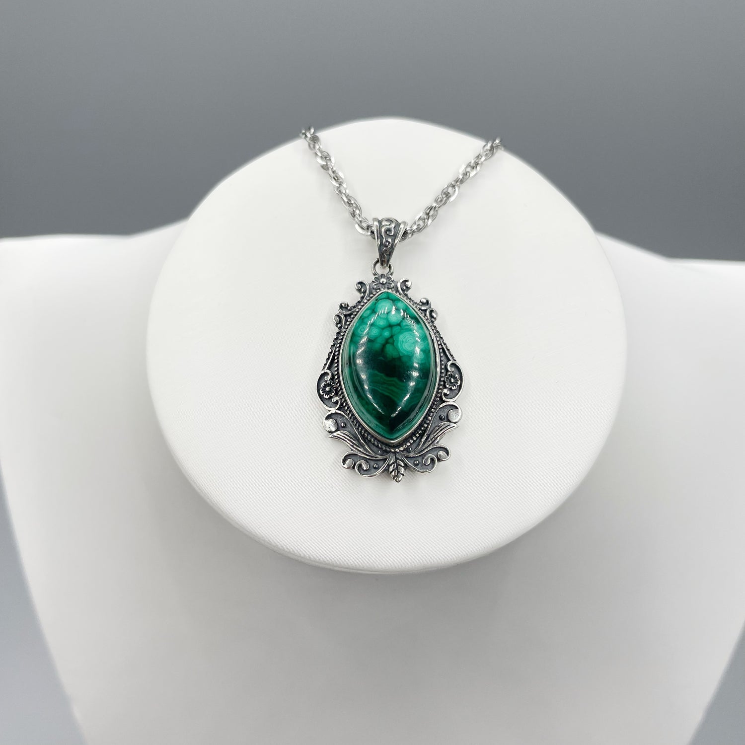Ciondolo Malachite Vintage - Argento 925