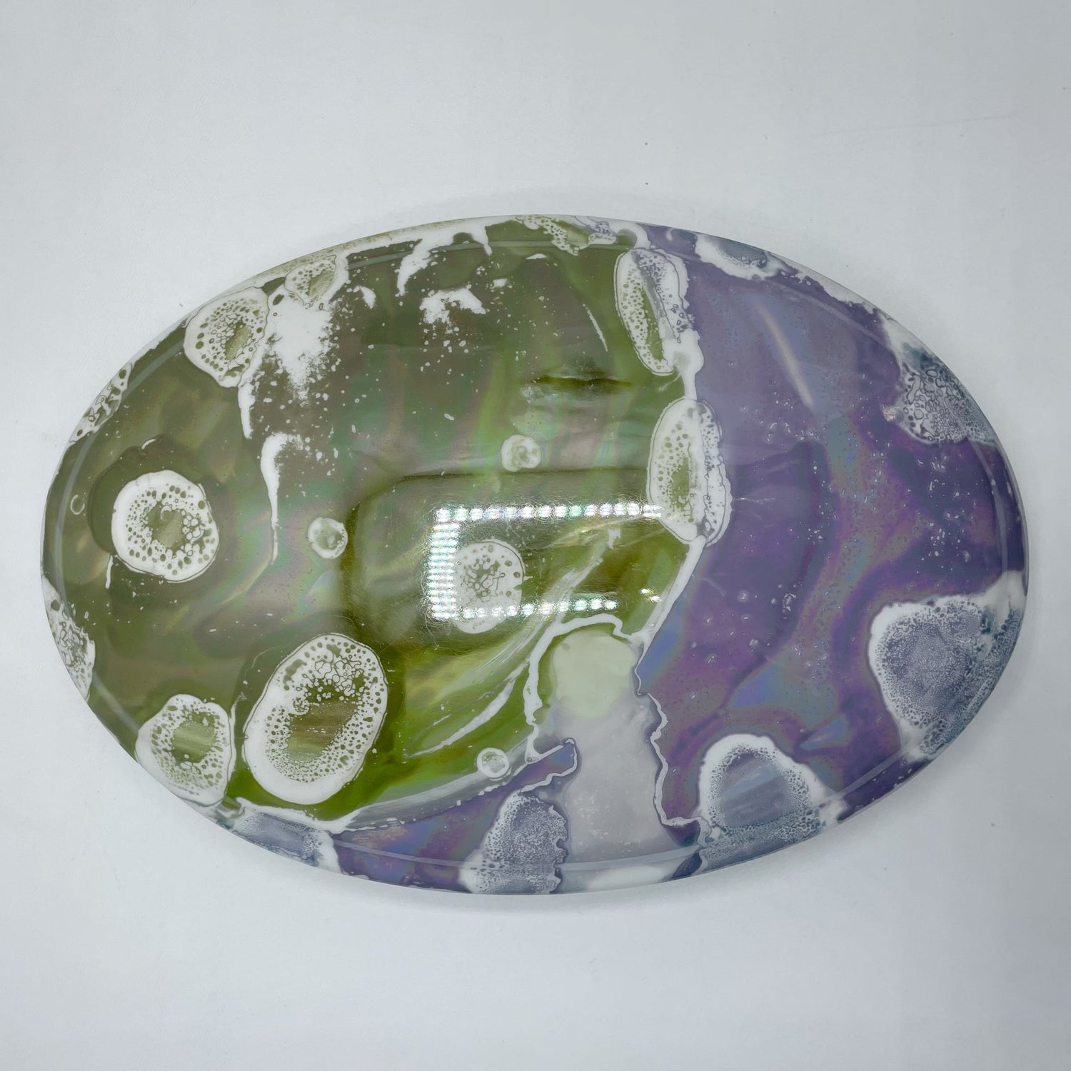 Portagioie Ovale, Porcellana dipinta a mano - Verde e Azzurro