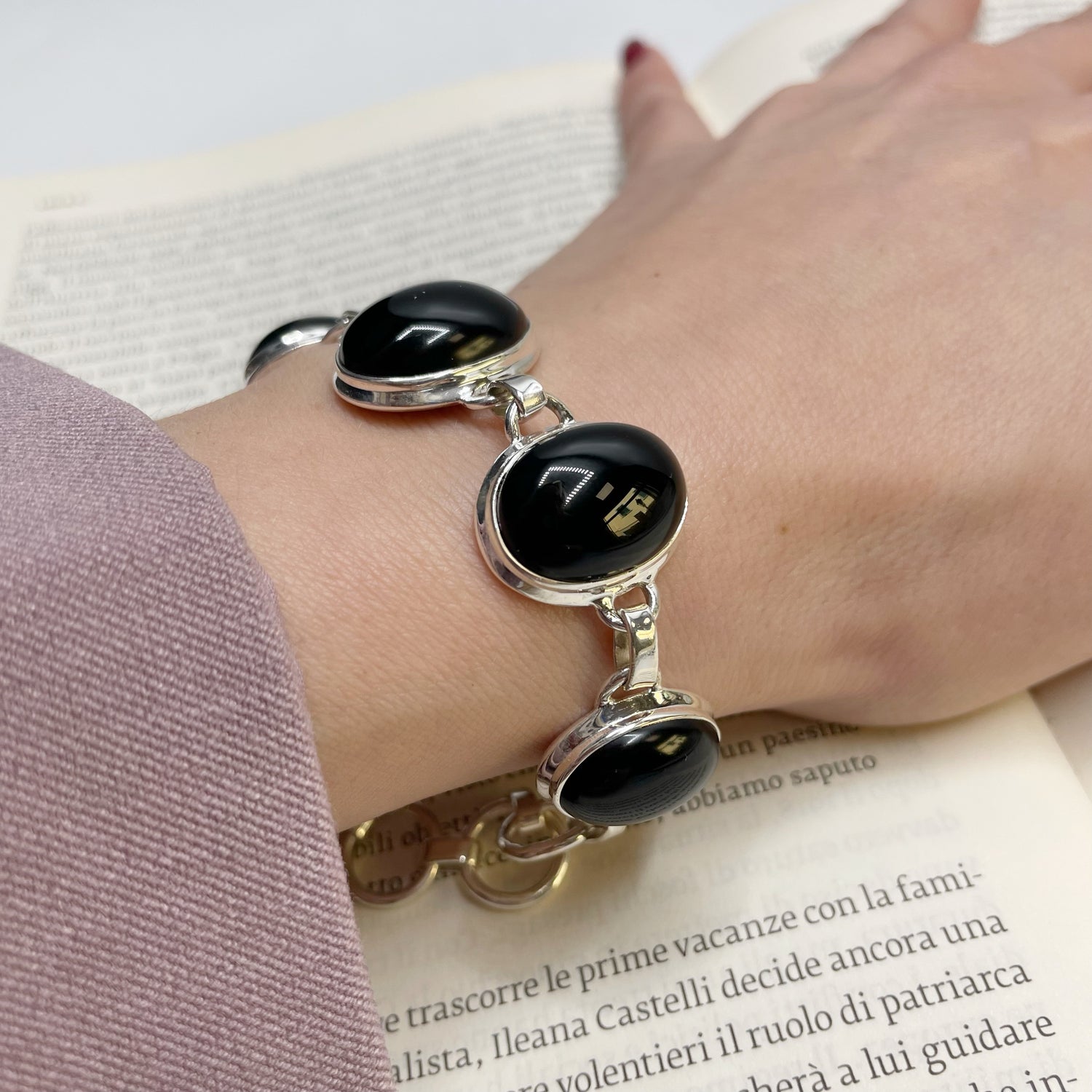 Bracciale Onice Ovale - Argento 925