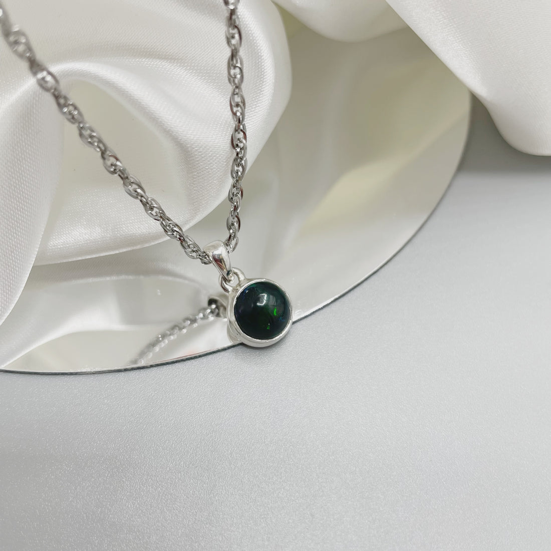 Ciondolo Opale Nero Chalama Tondo - Argento 925