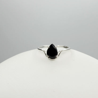 Anello Tormalina Nera a Goccia | Argento 925 - NON REGOLABILE