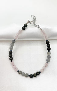 Bracciale dell'Abbondanza (Pirite, Labradorite, Quarzo Rosa)