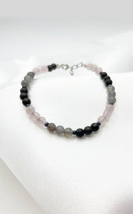 Bracciale dell'Abbondanza (Pirite, Labradorite, Quarzo Rosa)