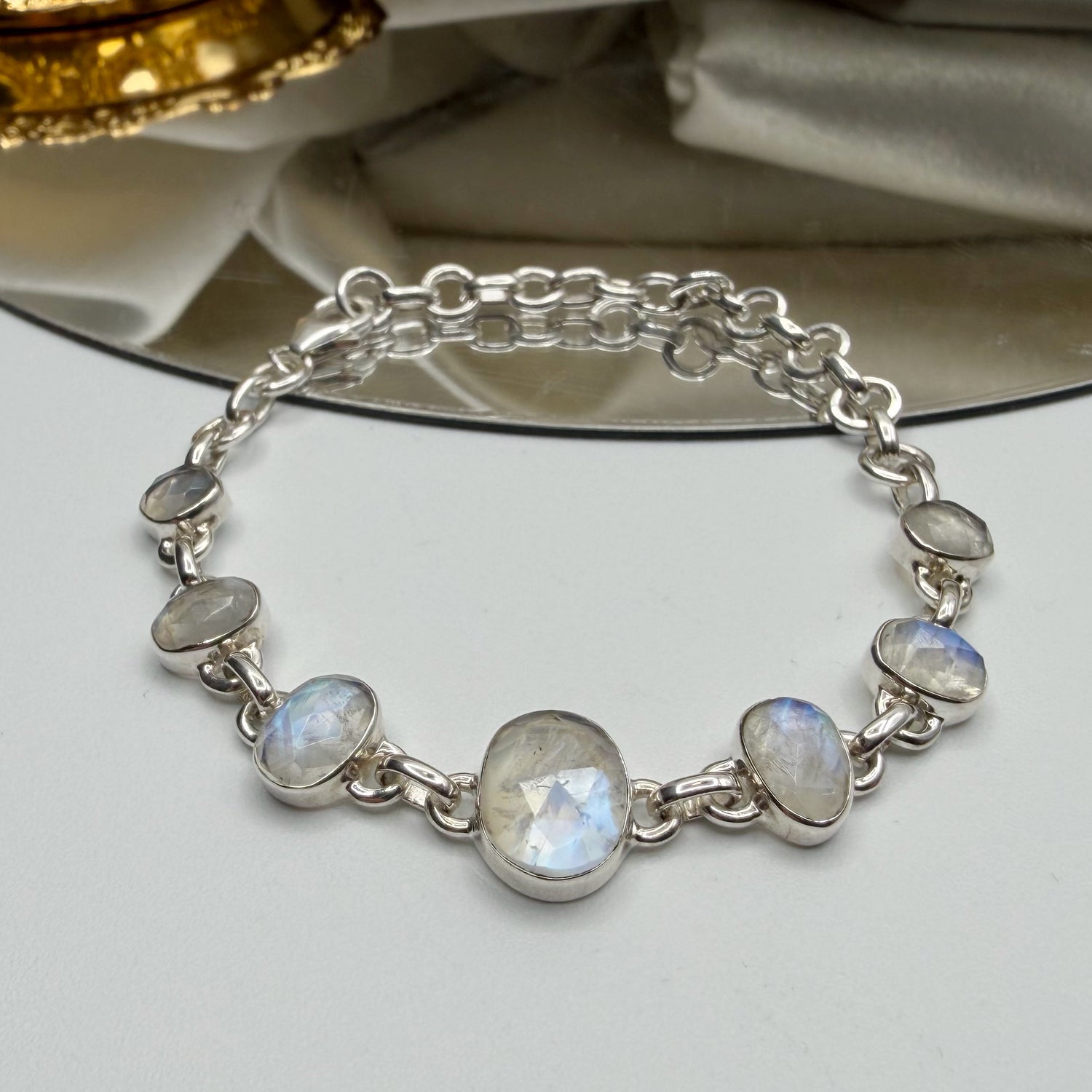 Bracciale Labradorite Bianca e Argento 925 - sfaccettato