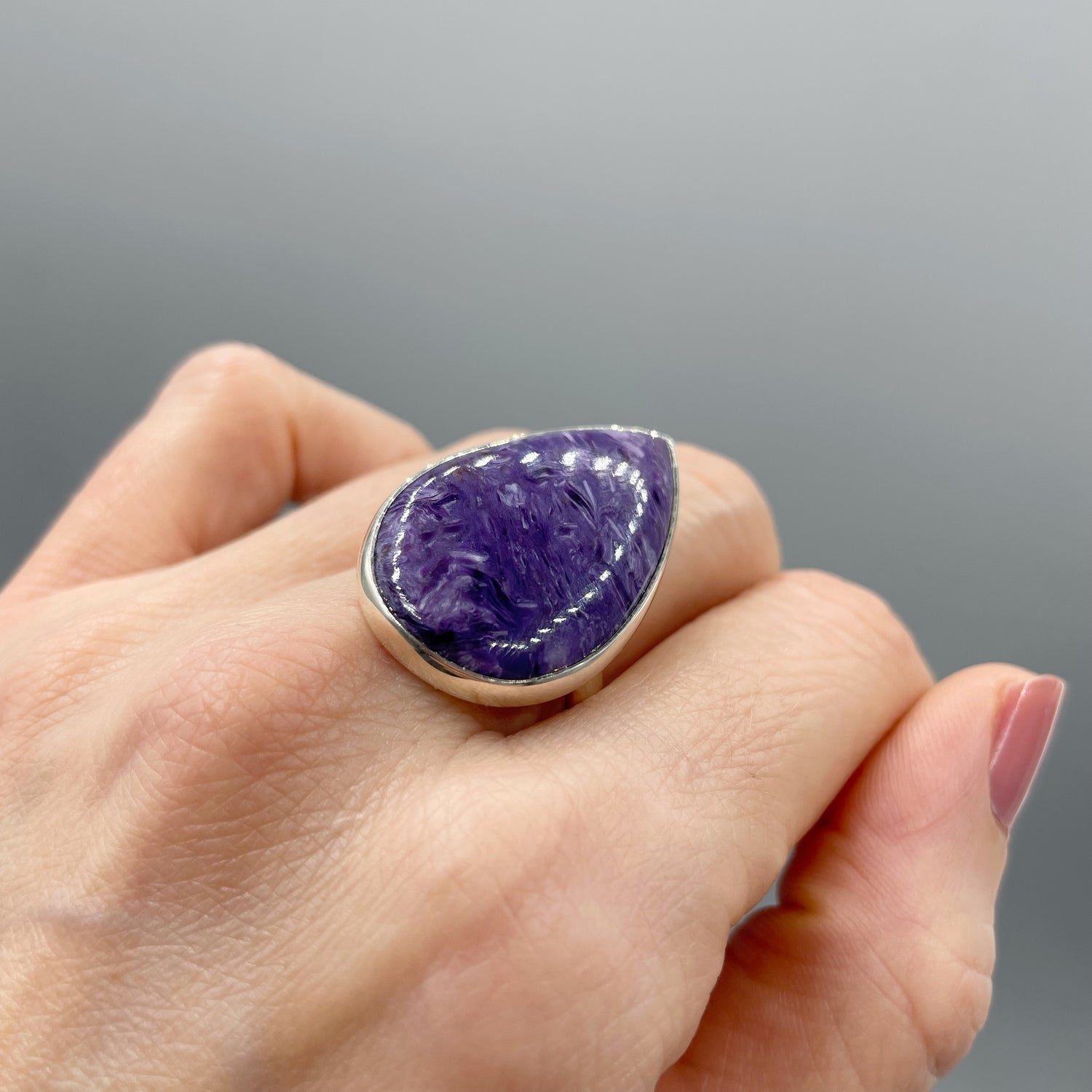 Anello Ciaroite e Argento 925 - A Goccia