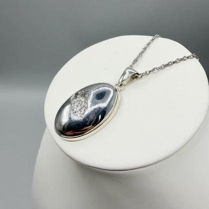 Ciondolo Drusa di Agata con Pirite Aura - Argento 925 - Ovale