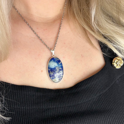 Ciondolo Afghanite e Argento 925 - Ovale