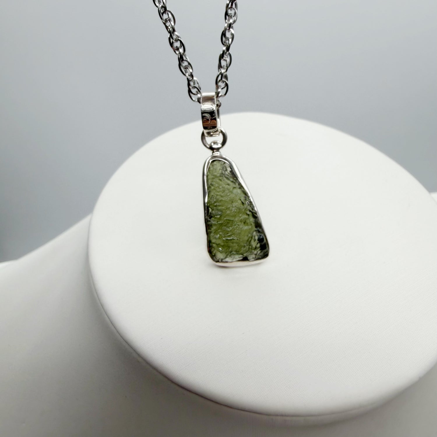 Ciondolo Moldavite Grezza - Argento 925