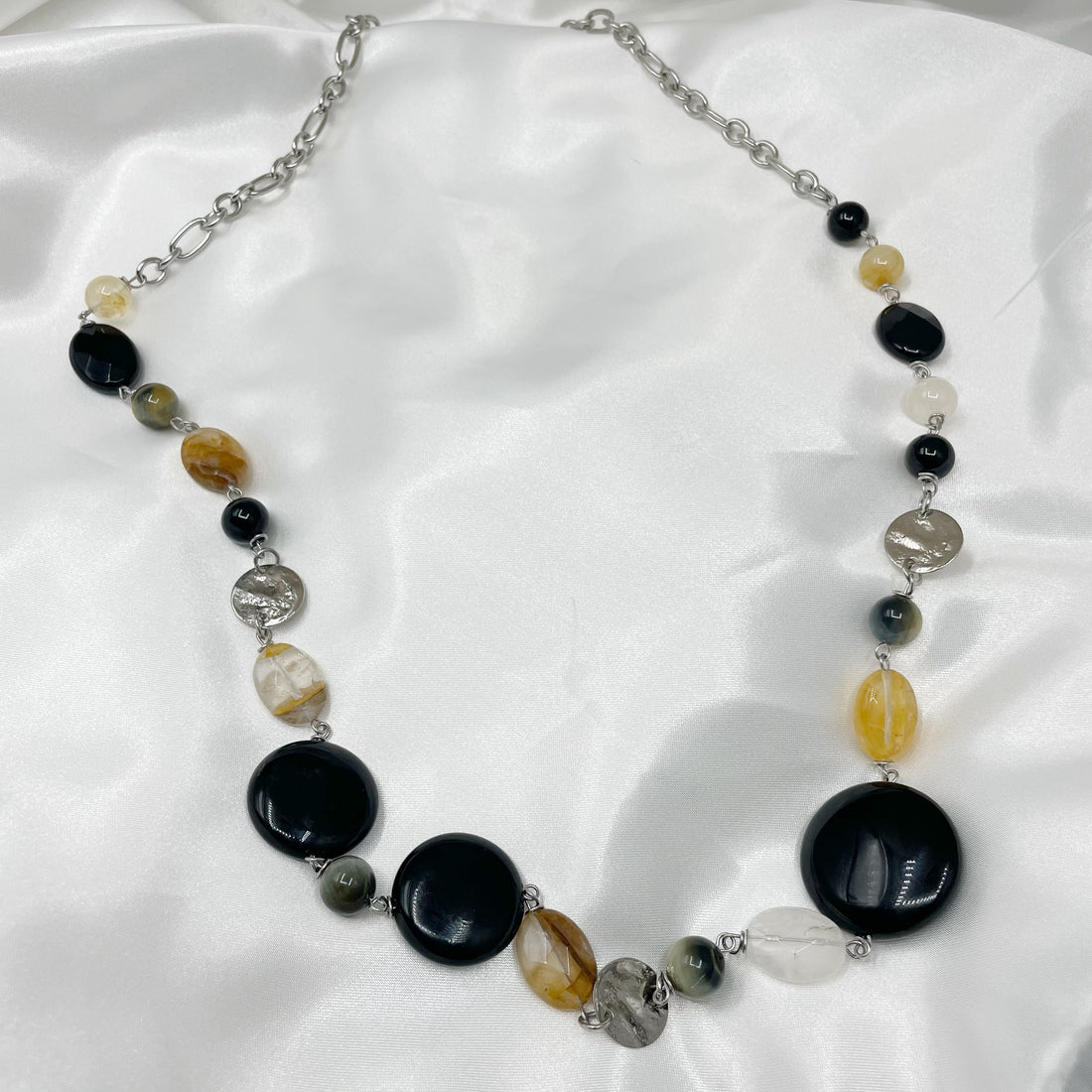 Collana lunga Occhio di Falco, Onice, Quarzo Golden Healer