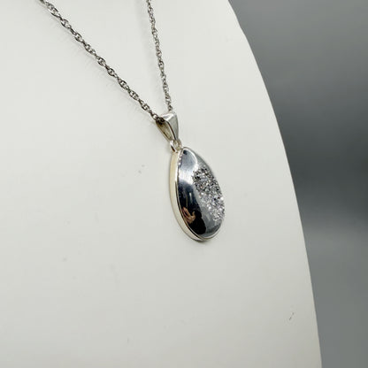 Ciondolo Drusa di Agata con Pirite Aura - Argento 925 - a Goccia