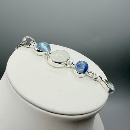 Ciondolo Acquamarina, Labradorite, Cianite, Quarzo - Argento 925