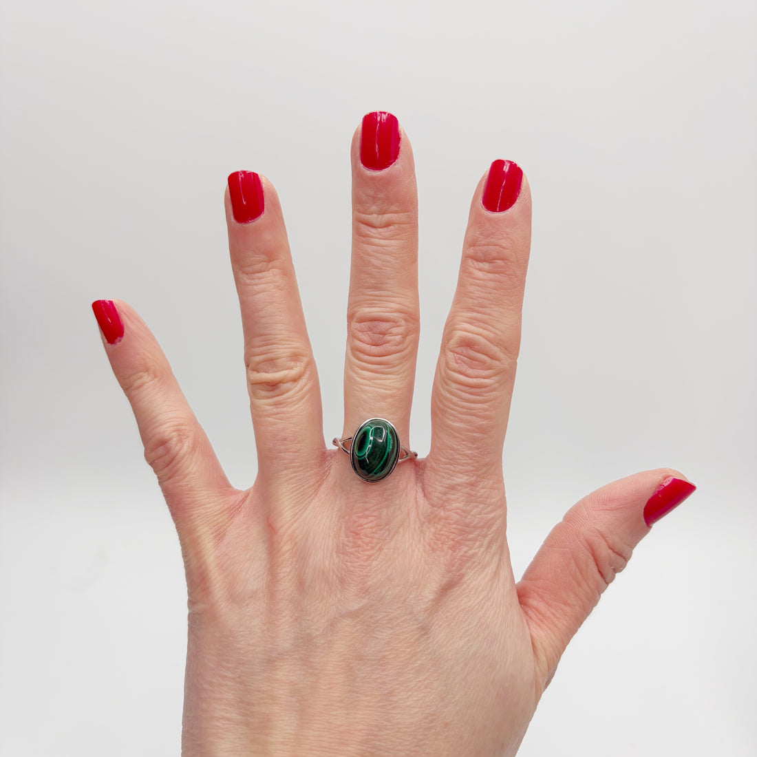 Anello Malachite Ovale - Argento 925