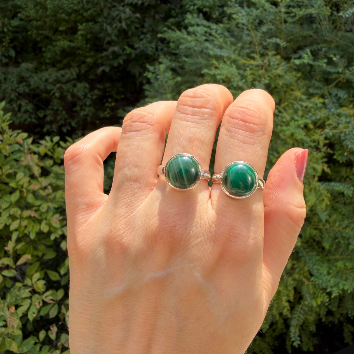 Anello tondo Malachite | Argento 925
