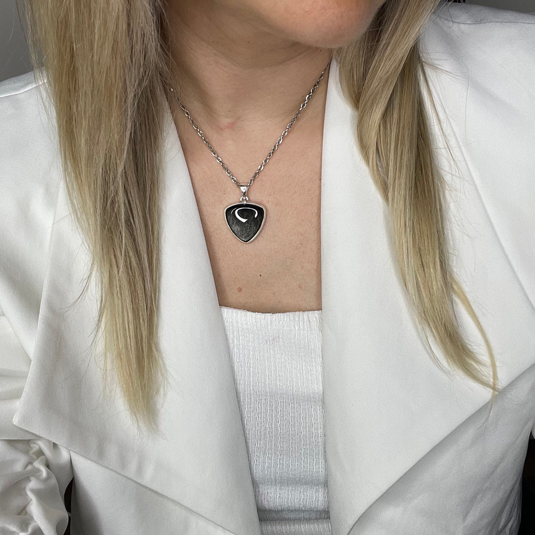 Ciondolo Ossidiana Triangolo - Argento 925