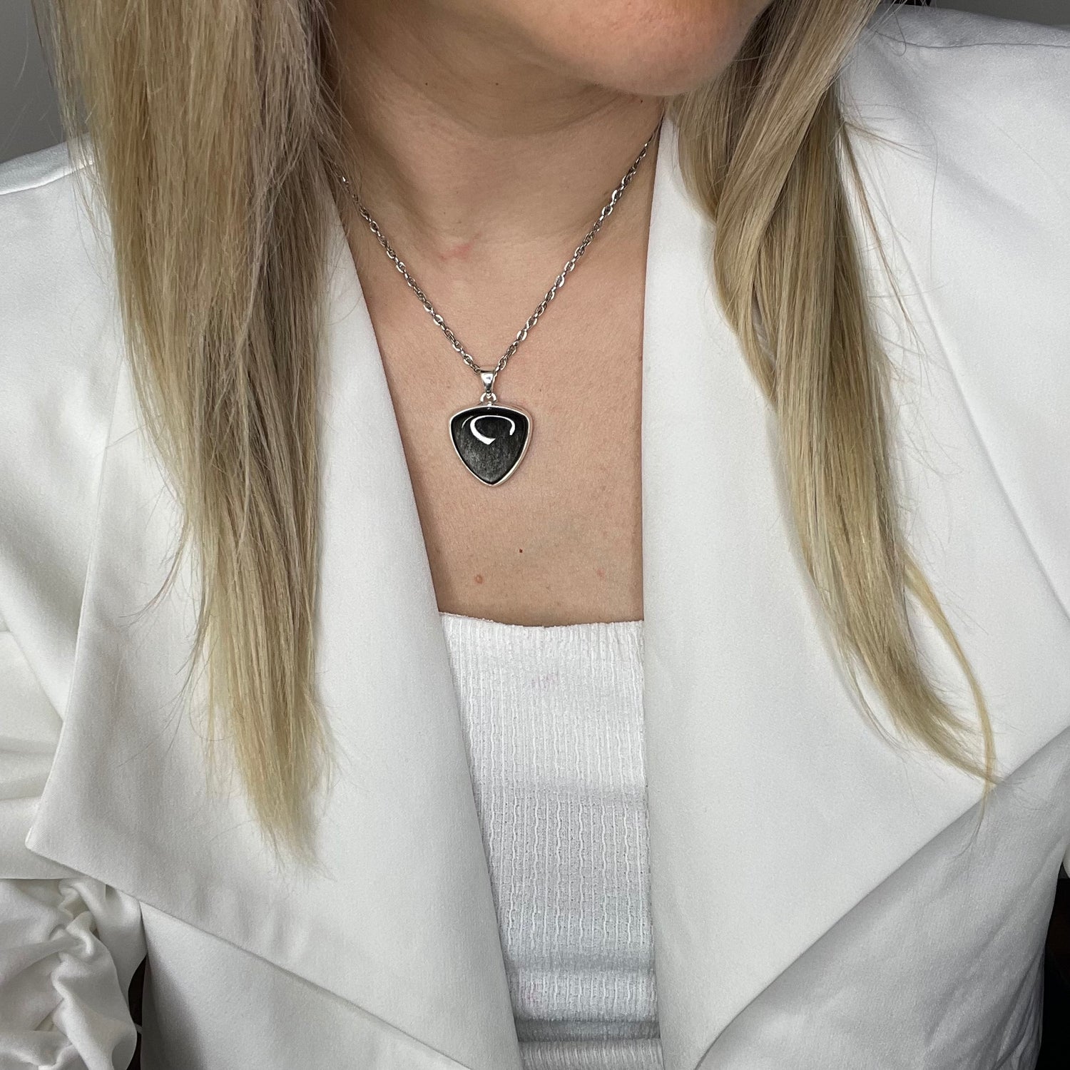 Ciondolo Ossidiana Triangolo - Argento 925