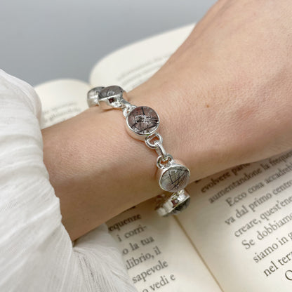 Bracciale Quarzo Tormalinato e Argento 925 - tondo