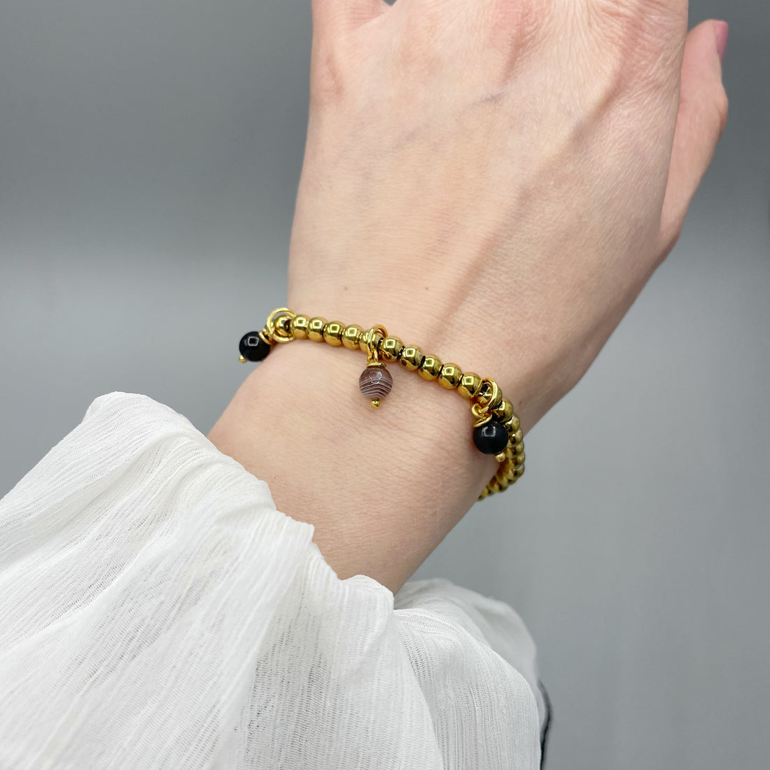 Bracciale Cerchio Protettivo Gold Small - Occhio di Shiva, Ossidiana, Shungite