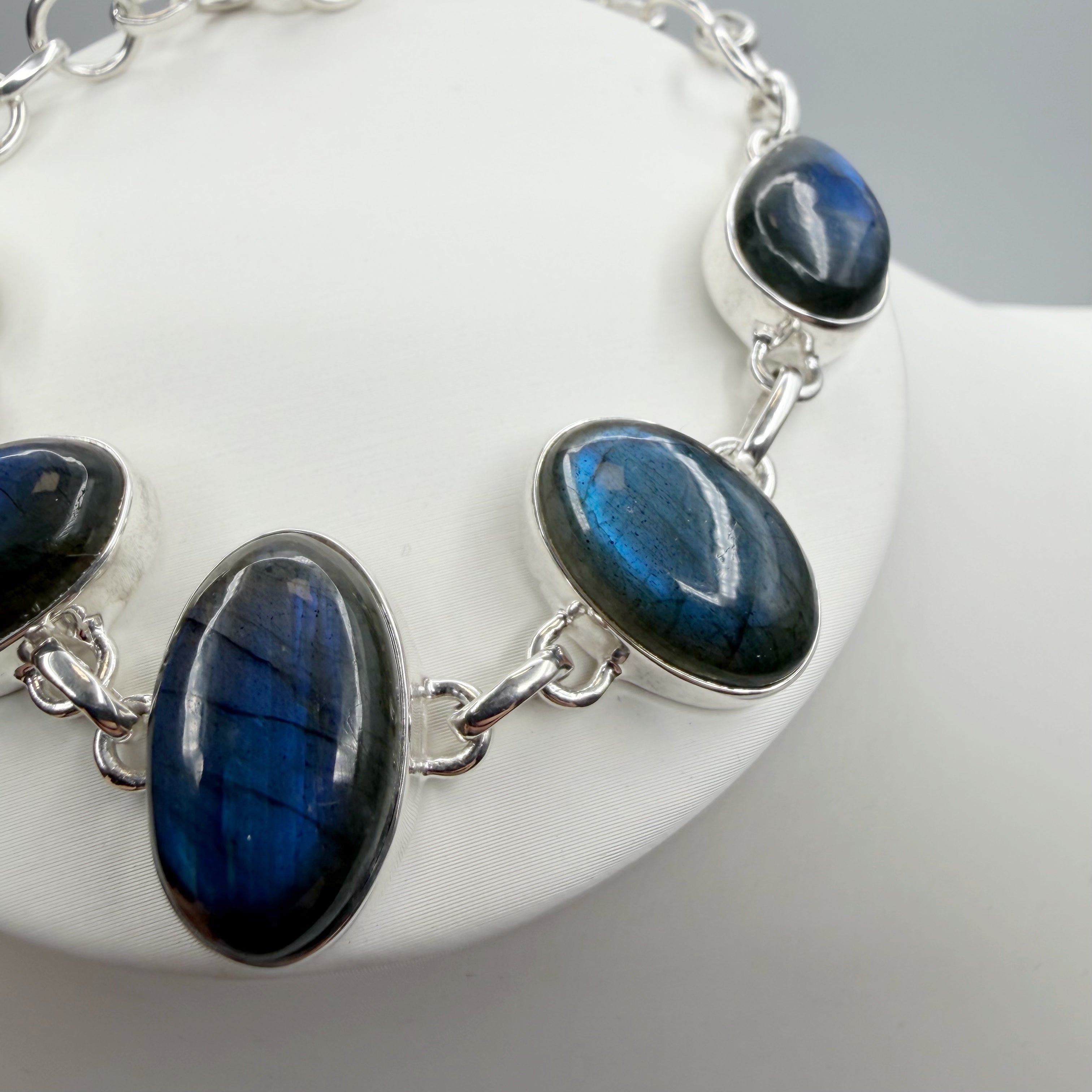 Bracciale Labradorite e Argento 925 - Ovale
