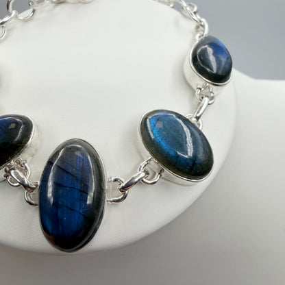 Bracciale Labradorite e Argento 925 - Ovale