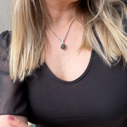 Ciondolo Moldavite Grezza - Argento 925