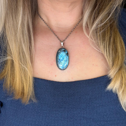 Ciondolo Labradorite - Argento 925 Ovale