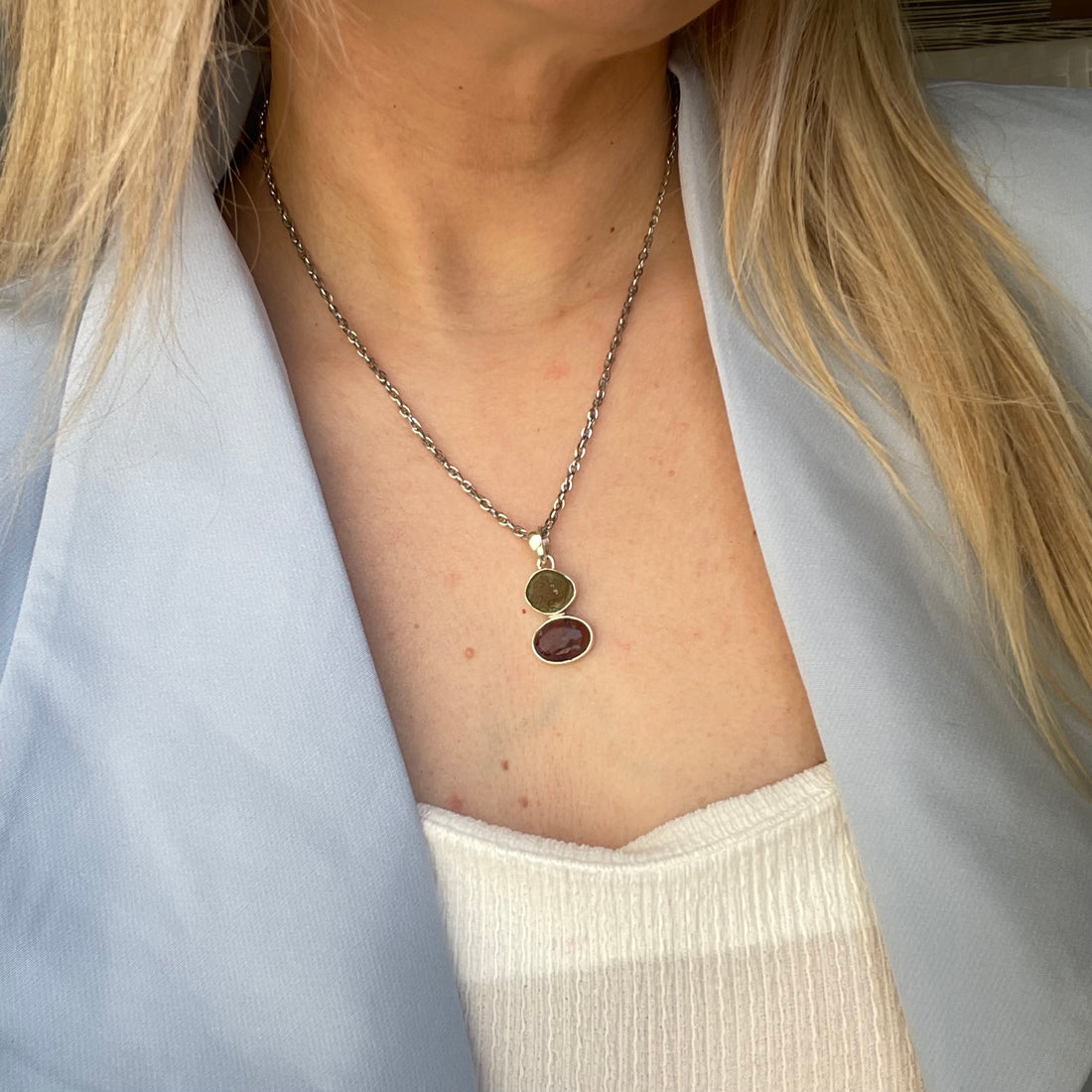 Ciondolo Moldavite e Super Seven - Argento 925