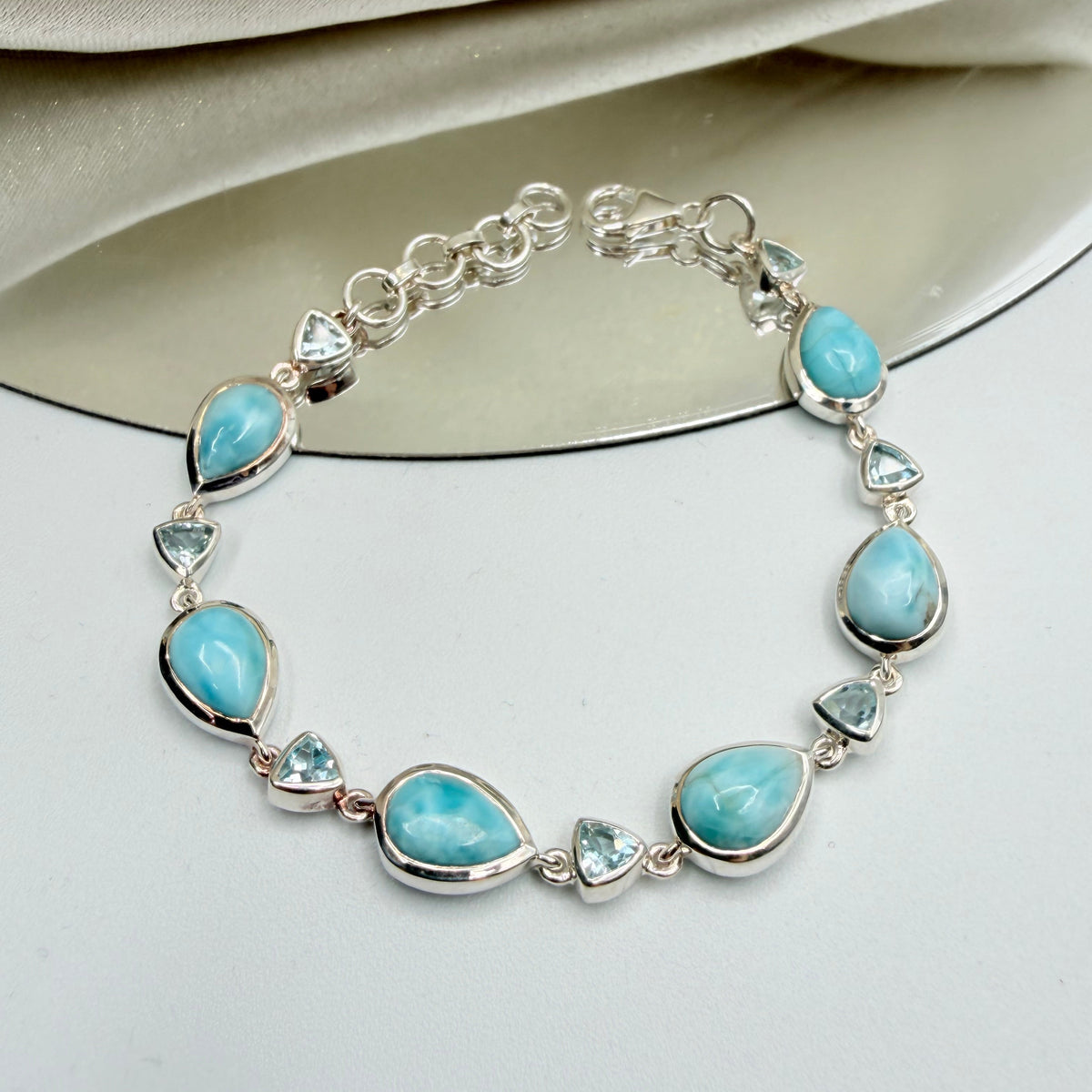 Bracciale Larimar e Topazio | Argento 925