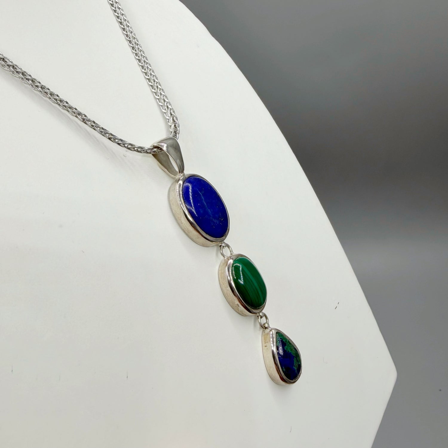 Ciondolo Lapislazzuli, Malachite, Azzurrite - Argento 925