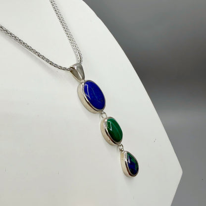 Ciondolo Lapislazzuli, Malachite, Azzurrite - Argento 925