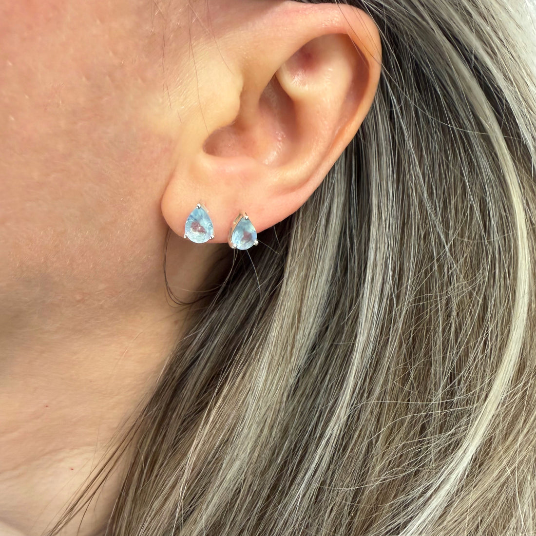 Orecchini a Lobo Acquamarina Argento 925 - a Goccia