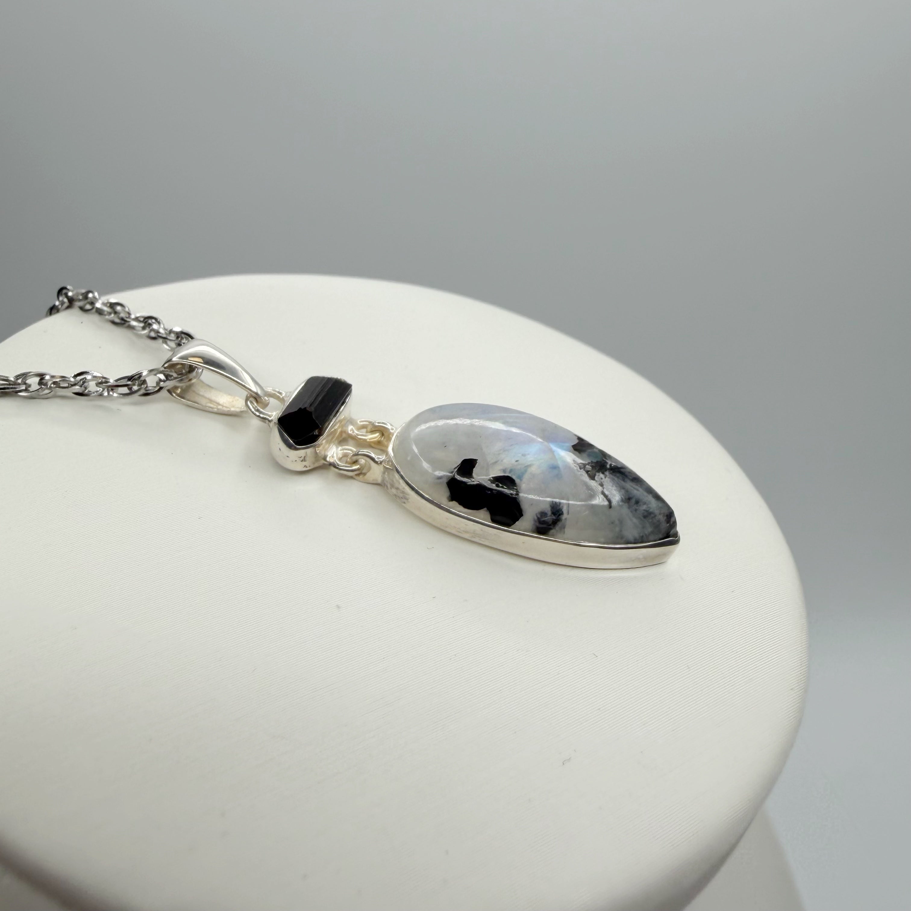 Ciondolo Labradorite e Tormalina - Argento 925