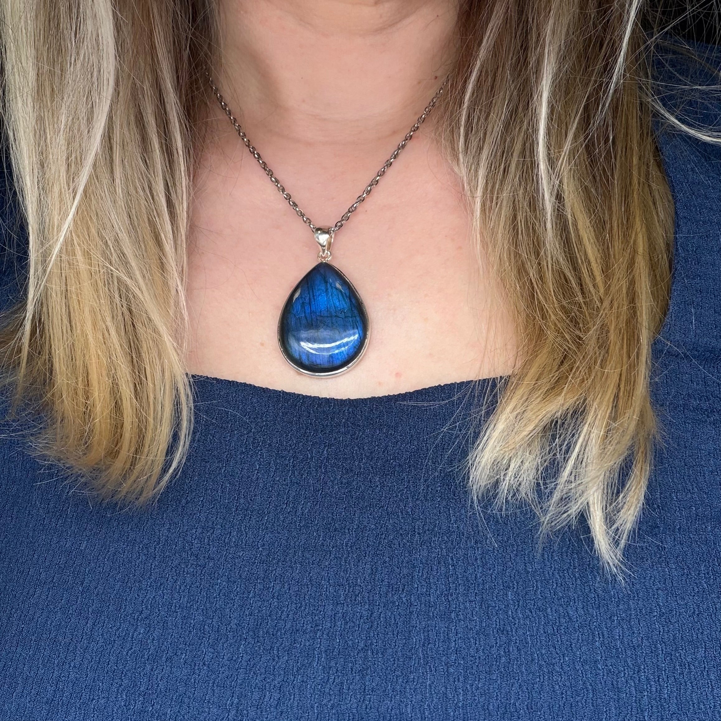 Ciondolo Labradorite a Goccia - Argento 925