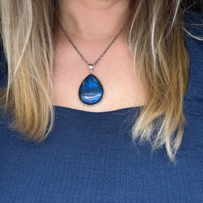 Ciondolo Labradorite a Goccia - Argento 925