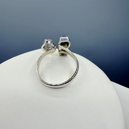 Anello Moldavite, Campo del Cielo e Diamante Herkimer | Argento 925