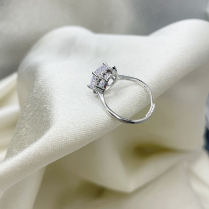 Anello Quarzo Lavanda - (Rame placcato argento 925)