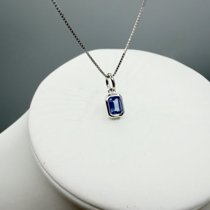 Ciondolo Punto Luce Tanzanite Argento 925 - Rettangolare