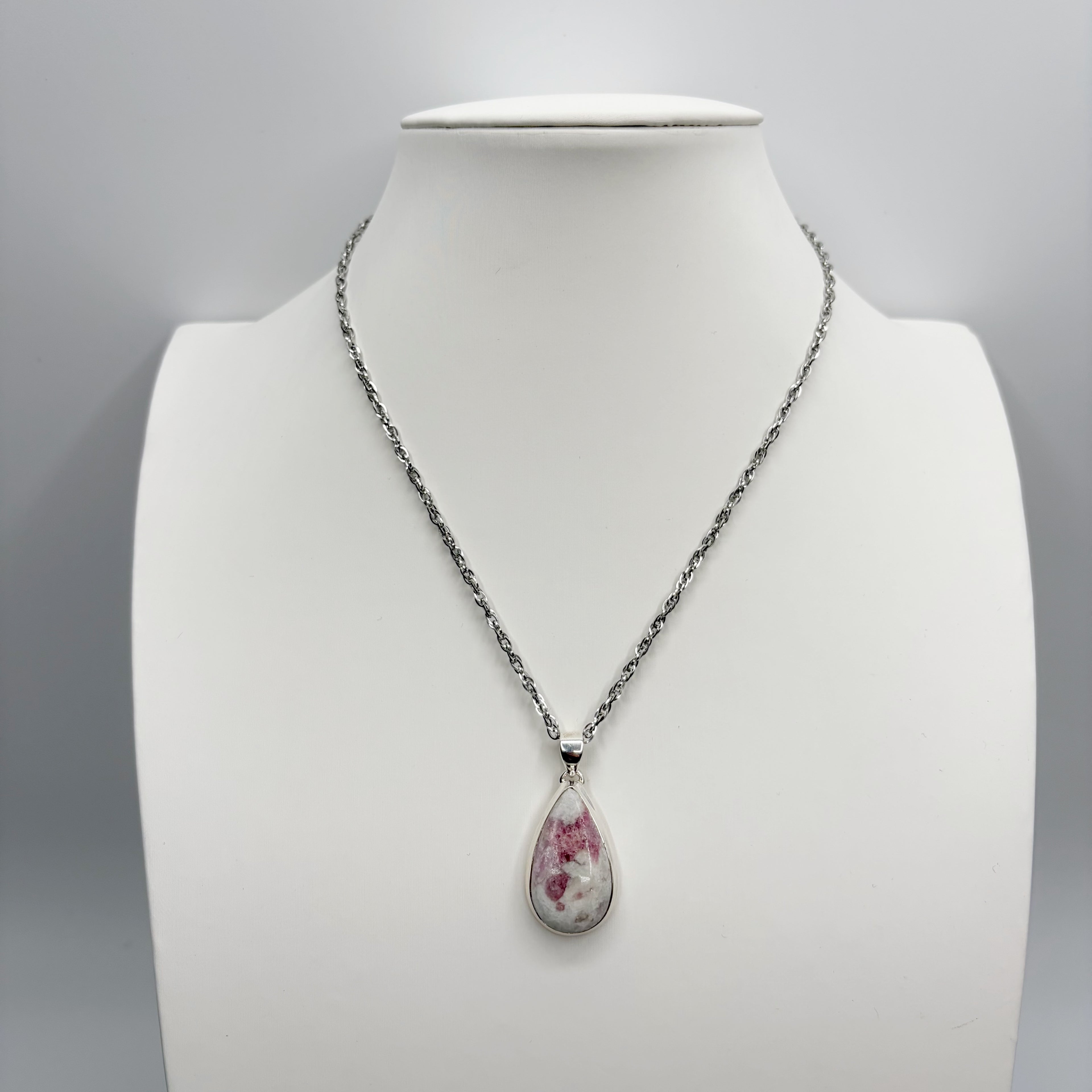 Ciondolo Tormalina Rosa e Argento 925 - A Goccia