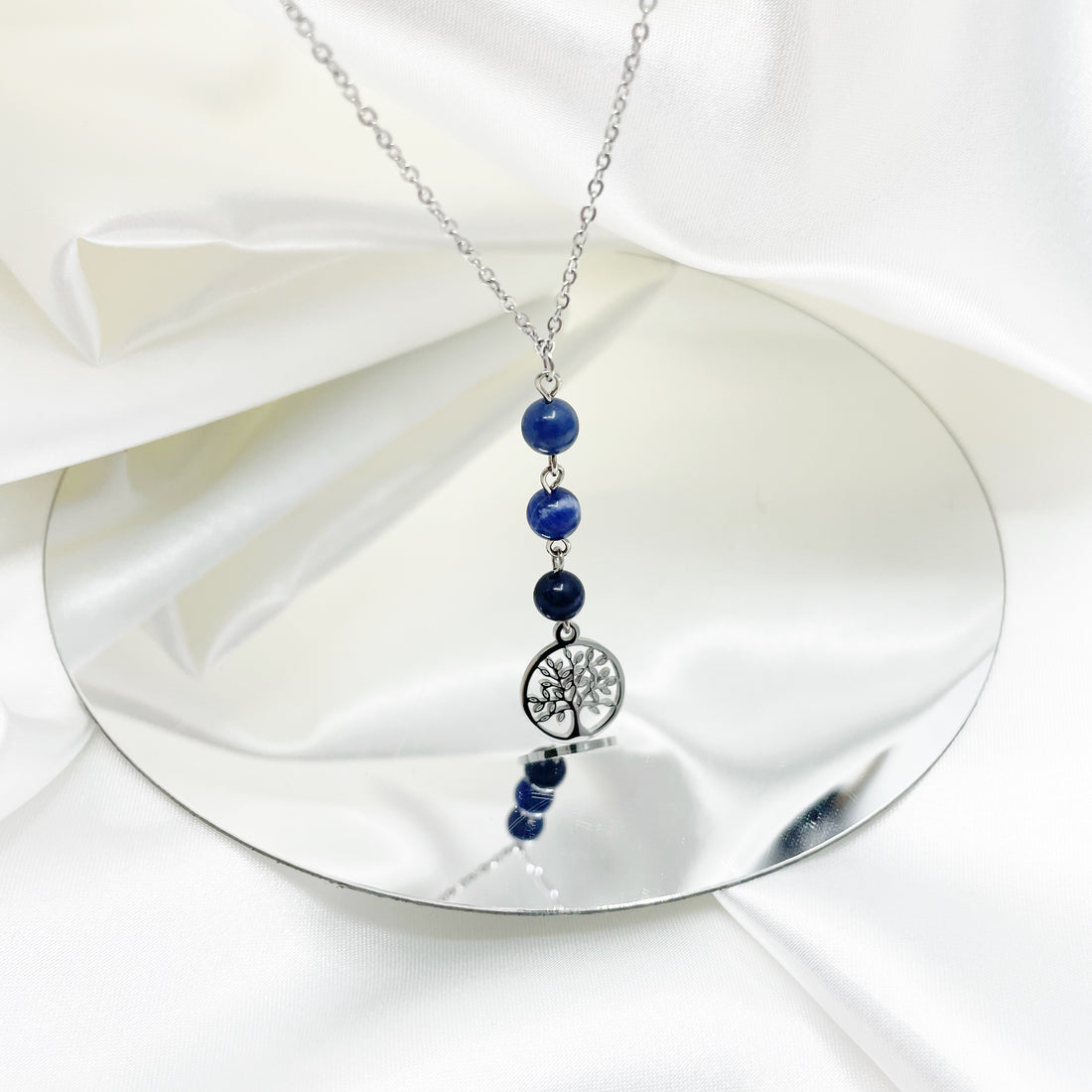 Collana Sodalite Albero della Vita - Acciaio inossidabile
