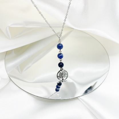 Collana Sodalite Albero della Vita - Acciaio inossidabile