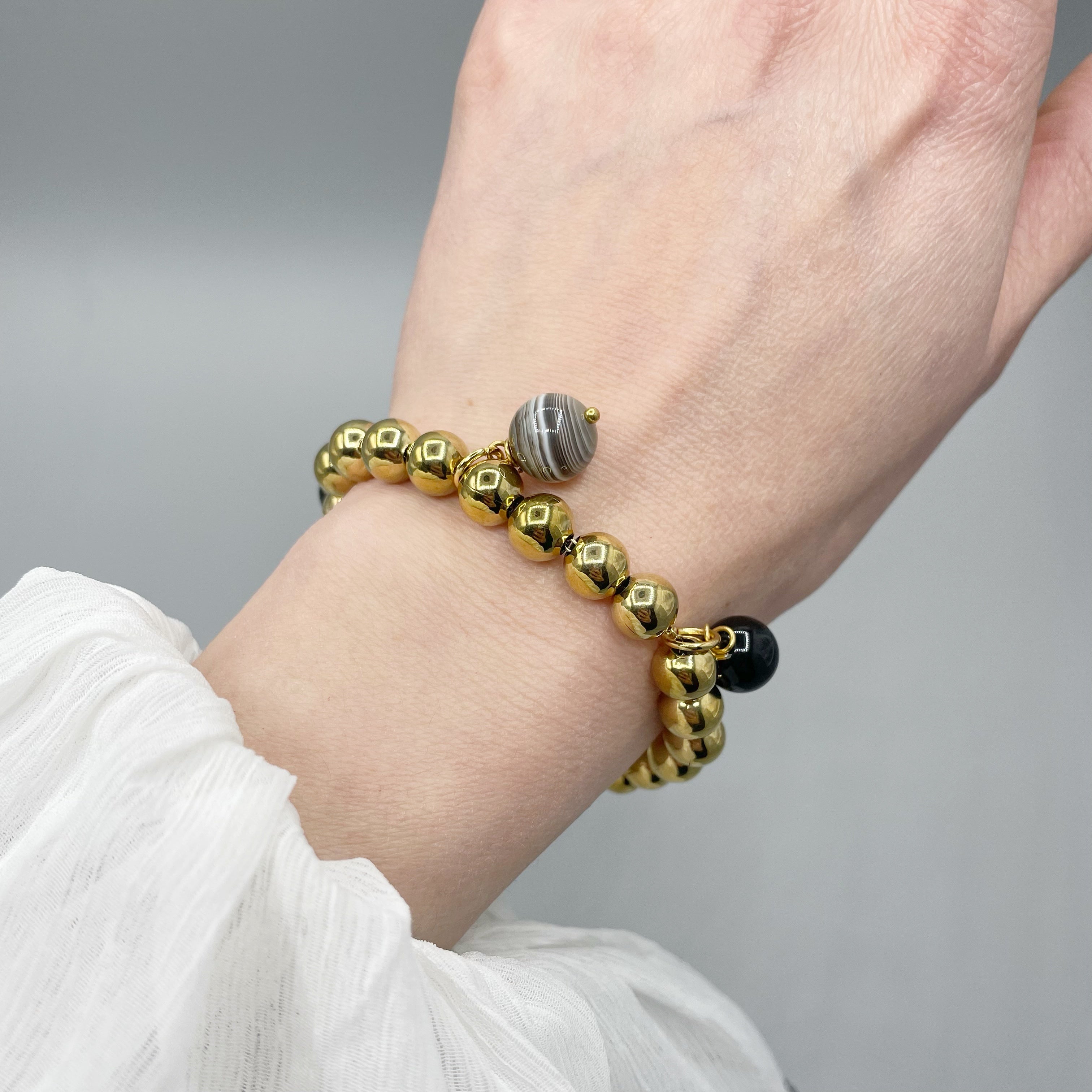 Bracciale Cerchio Protettivo Gold Big - Occhio di Shiva, Ossidiana, Onice