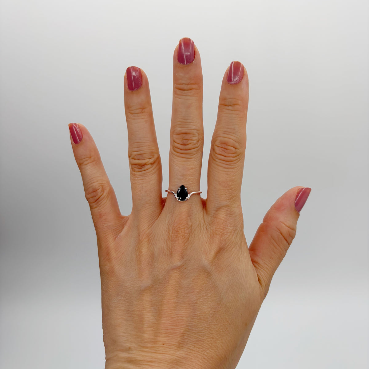 Anello Tormalina Nera a Goccia | Argento 925 - NON REGOLABILE